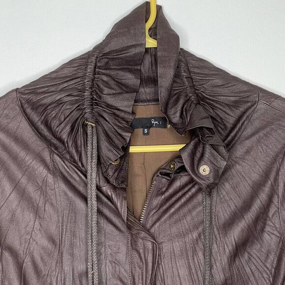 Anthropologie Ryu Brown Faux Leather Jacket Women's size Small - Picture 3 of 7